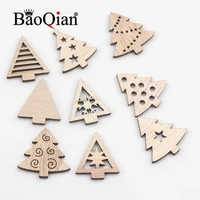 20pcslot natural wooden scrapbook 26x27mm christmas tree shape childrens painted stickers diy home decoration crafts