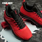 Дышащие кроссовки Onemix для бега, сетчатые прогулочные кеды с воздушной подушкой, черные красные, для мужчин и женщин, весна-осень