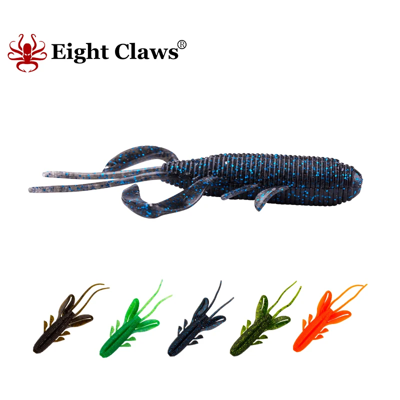 

EIGHT CLAWS Soft Fishing Lure Plastic Baits 6 PCS 50mm 5.7g Silicone Shrimp Swimbait Rubber Wobbler