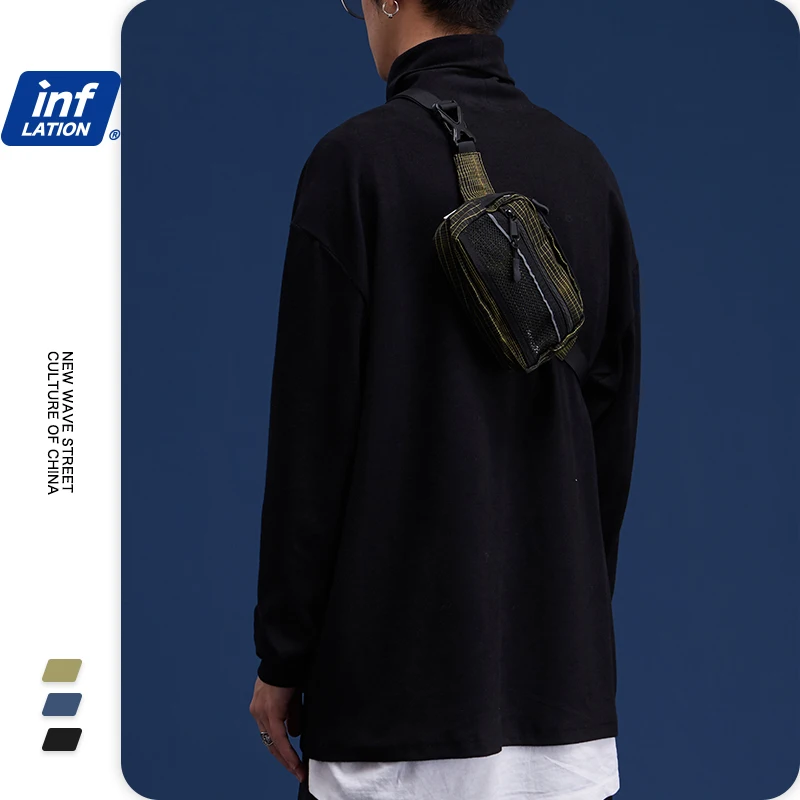 Модная Светоотражающая поясная сумка INFLATION 229AI2019 на молнии серебристая нагрудная