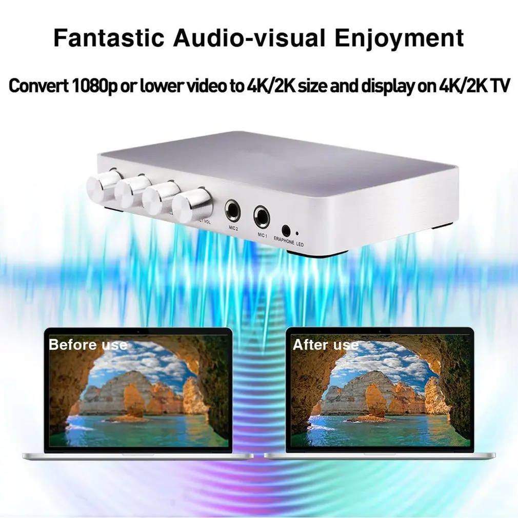 

Звуковая консоль 4k HDMI-совместимая звуковая консоль для караоке микрофон звуковая карта телеприставка цифровая стерео аудиосистема