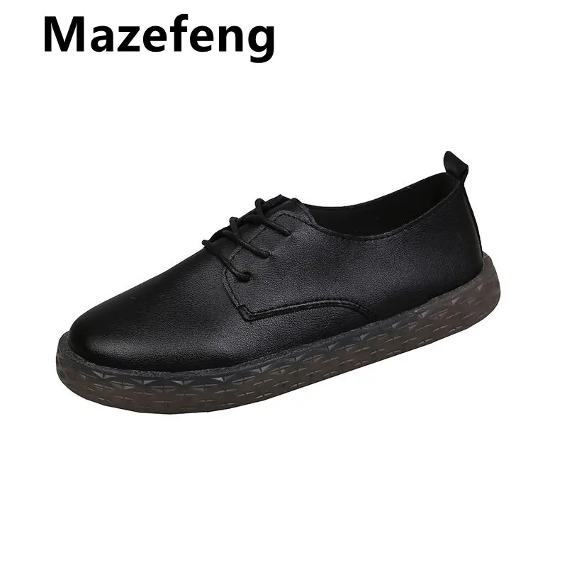 

Mazefeng женские туфли-оксфорды на весну/Осенняя обувь на плоской подошве; Обувь для женщин на каждый день; Кожаная повседневная обувь на плоско...
