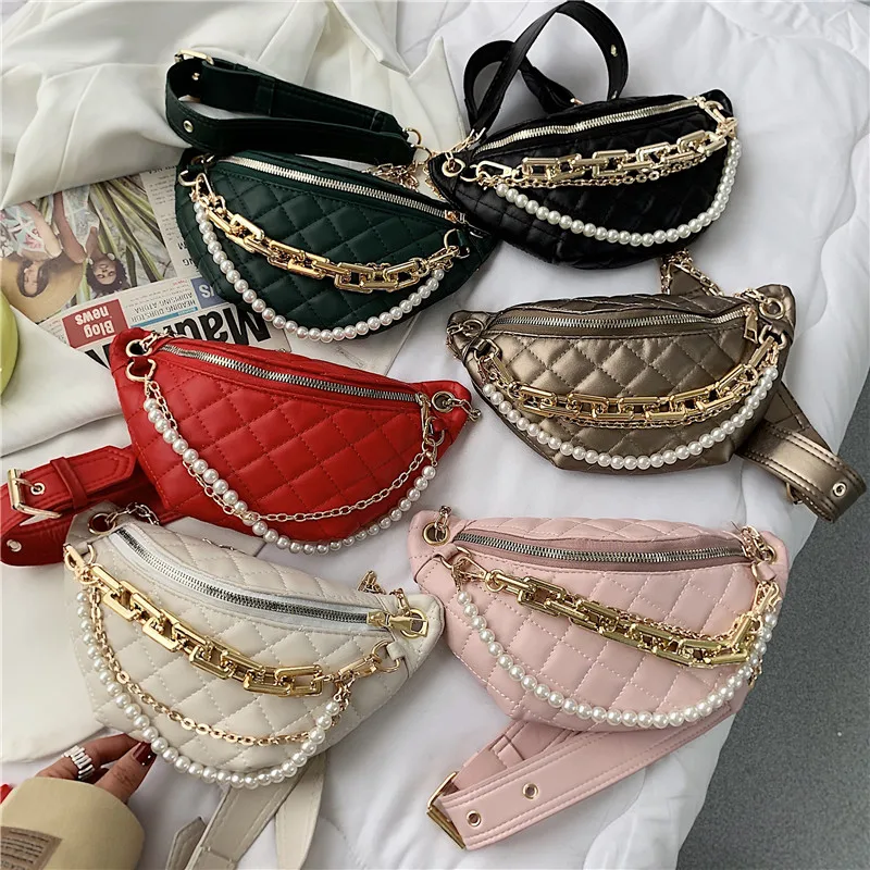 

Luxury Brand Women Waist Bag Multifunction Female Fanny Pack Belt Bag 2021 Thick Chain Trendy Chest Bag Travel Packs for Girls