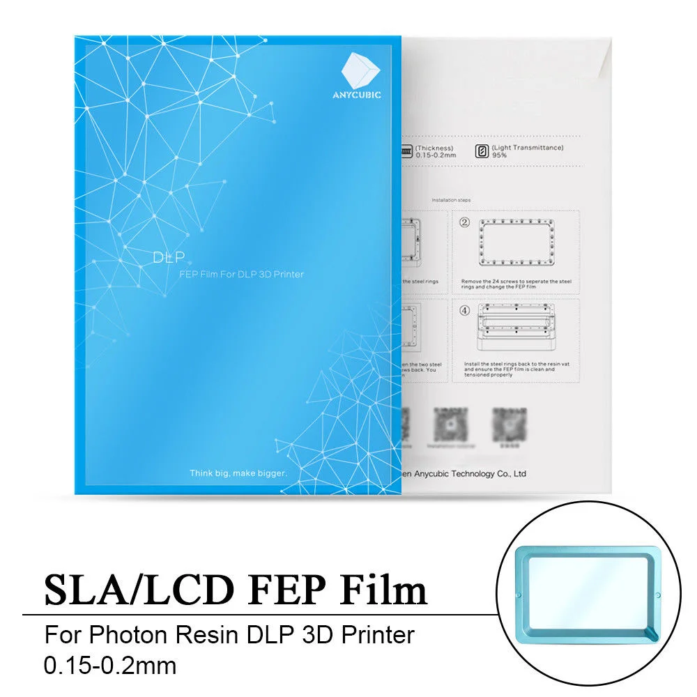 Пленка SLA/LCD FEP 140x200 мм для 3D принтера Photon DLP 0 15 2 детали принадлежности