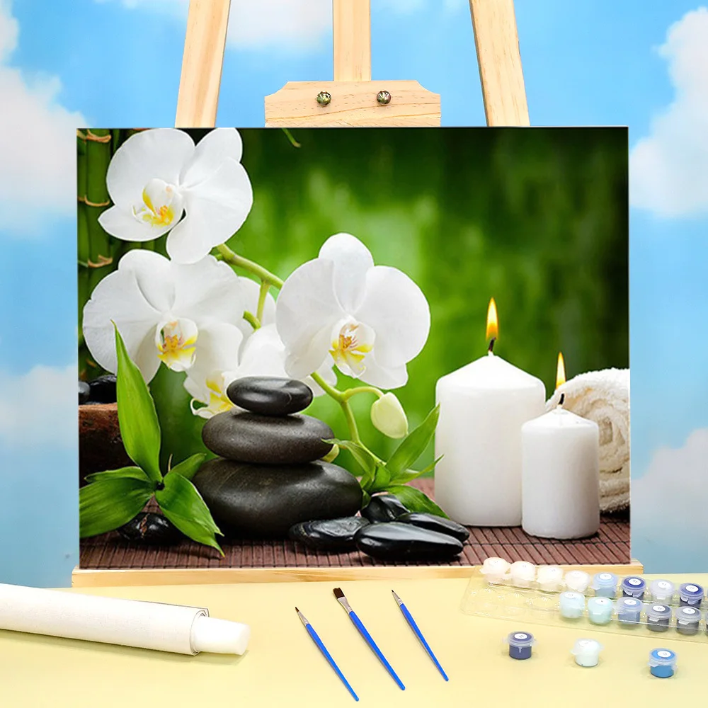 

Цветок орхидеи DIY картина по номерам набор акриловых красок 40*50 Панели по номерам для домашнего декора для взрослых оптовая продажа