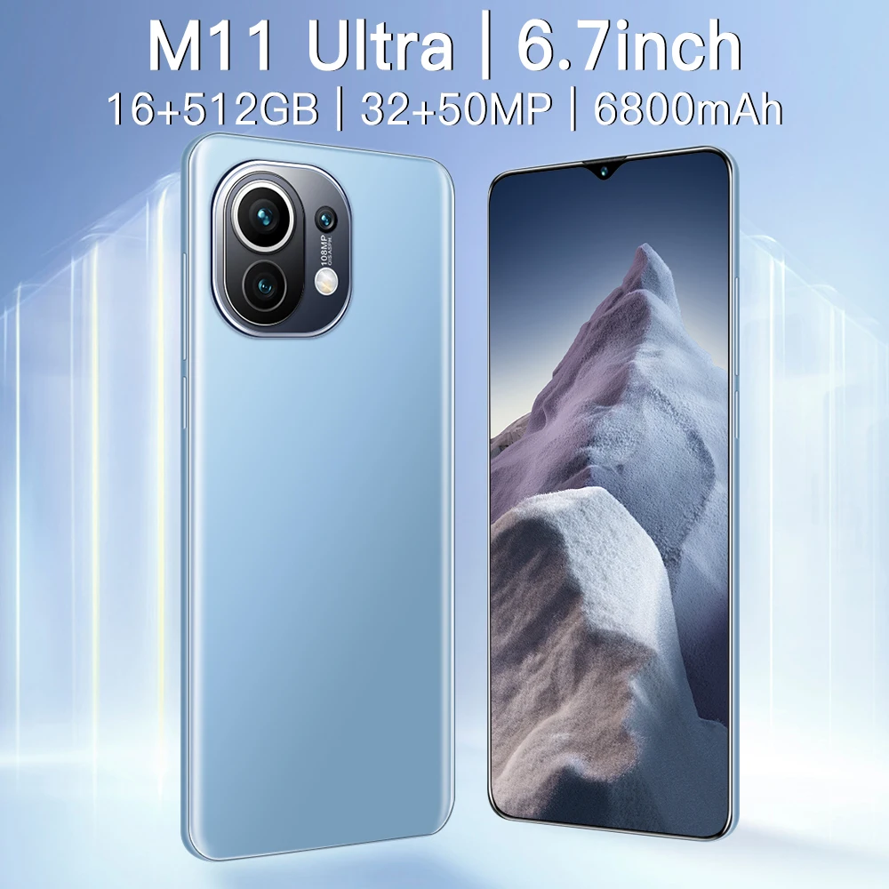 

2021 Global Version M11 Ultra Smartphone 6.7Inch 16+512GB 6800mAh Dual SIM Dual Standby Support Face ID 4G 5G Android CellPhone