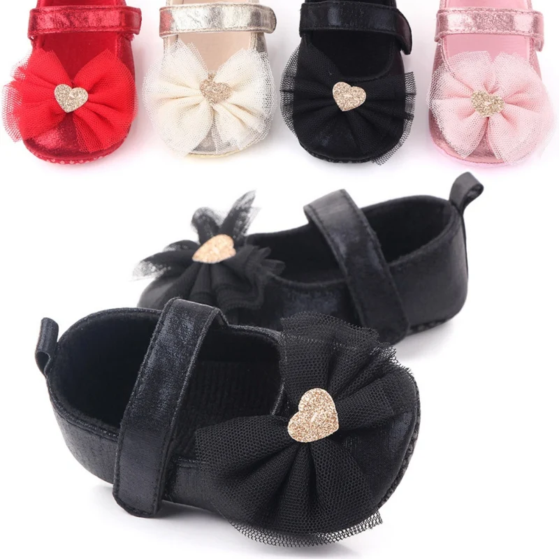 

0-12M Baby Girl Bowknot Design Anti-Slip Casual Sneakers Toddler Soft Soled Princess Walking Shoes