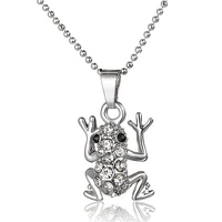 frog toad necklace pendant crystal cubic zircon toad frog lucky animal pet choker chain necklace for women girls jewelry