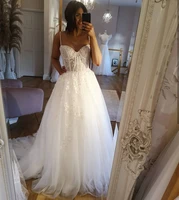new 2021 sweetheart a line wedding dress lace appliques floor length tulle organza bridal gown high quality robe de mariee civil