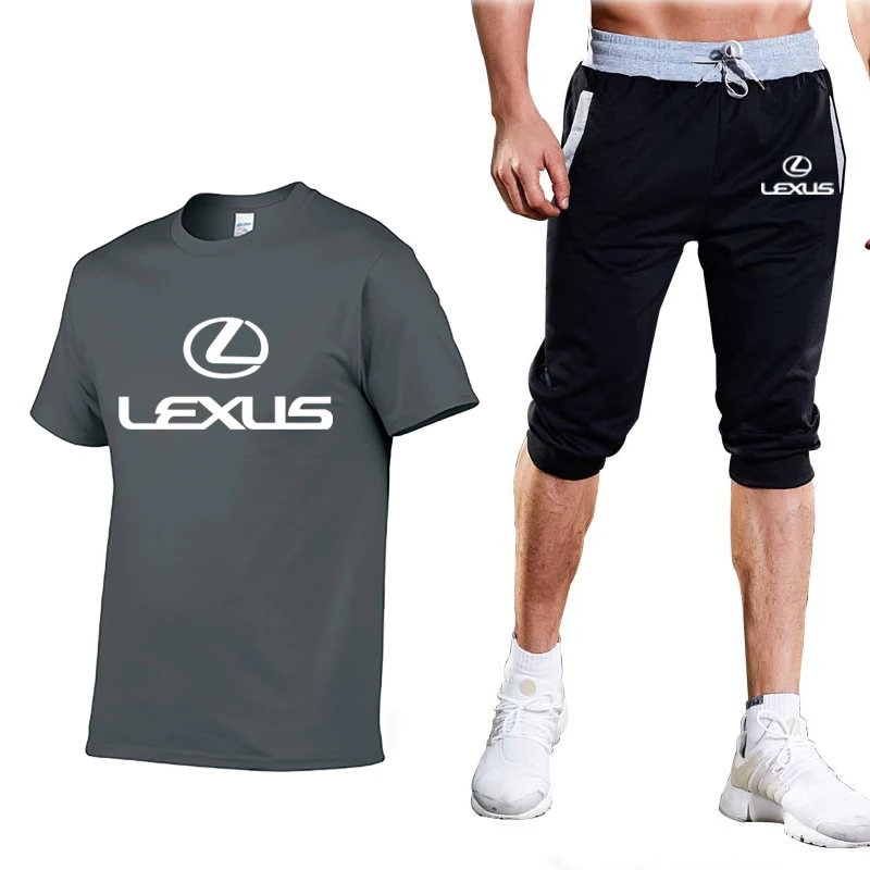 

Unisex 2020 New Mens Short sleeve Lexus Car Logo Summer Mens T-Shirt Cotton T Shirts pants suit Sportswear
