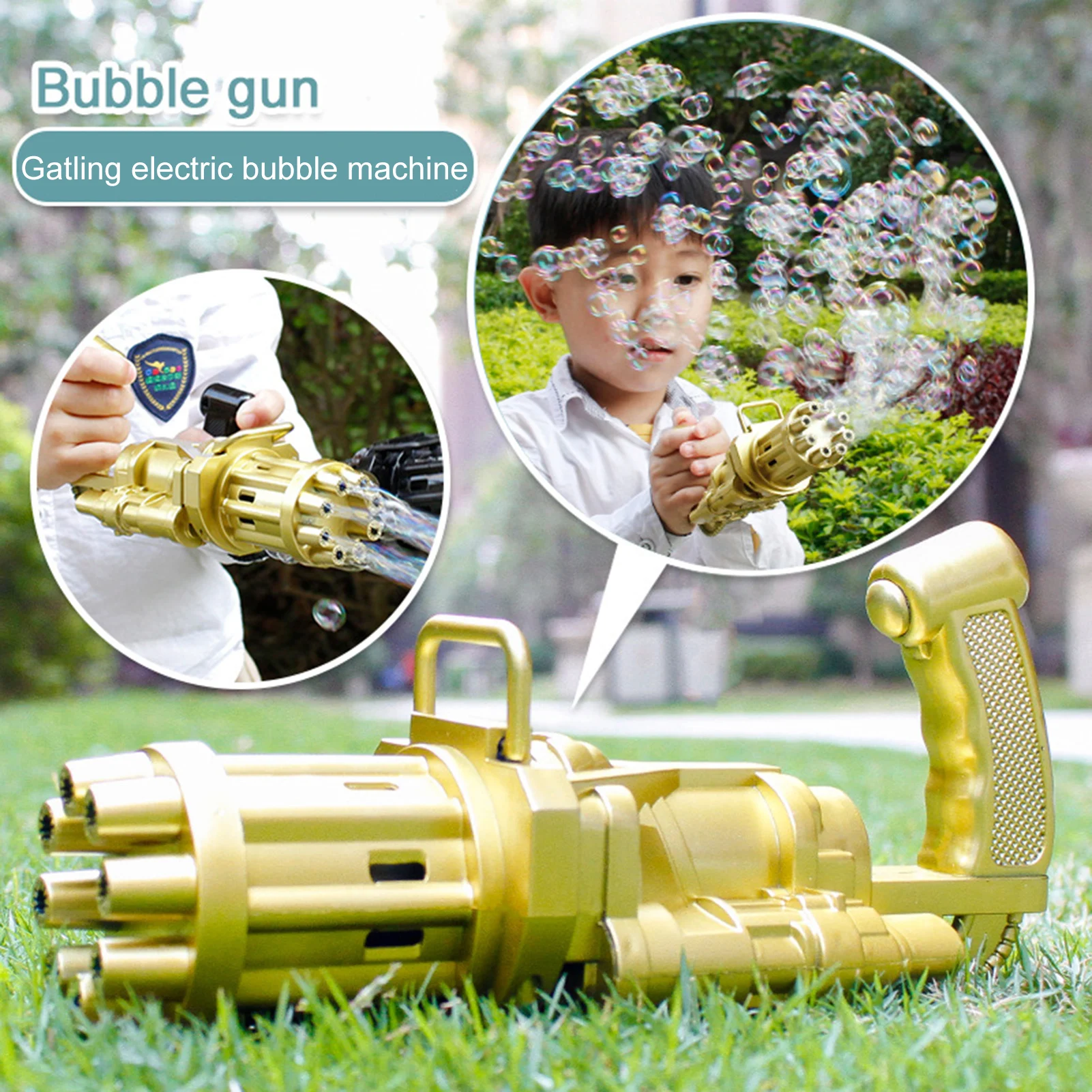 

2-in-1 Electric Gatling Bubble Machine Children Automatic Bubble Blowing Toy Gun Perfect Gifts For Kids