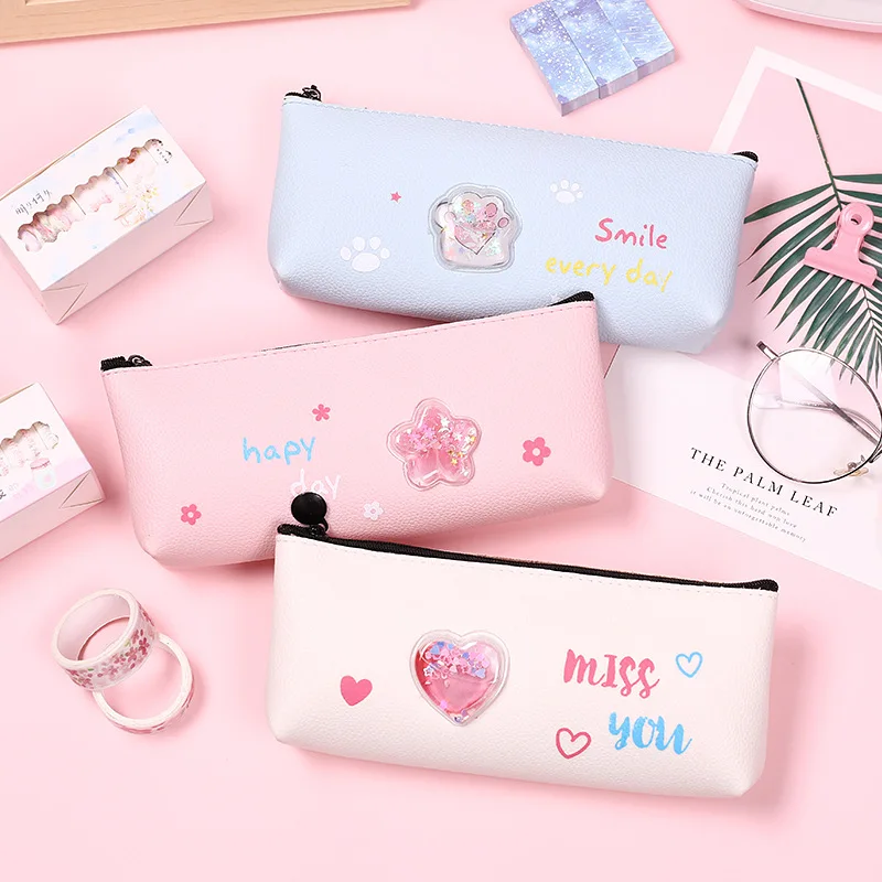 1 Pcs Kawaii Pencil Case Simple antler skin Gift Estuches School Box Pencilcase Bag Supplies Stationery | Канцтовары для офиса и