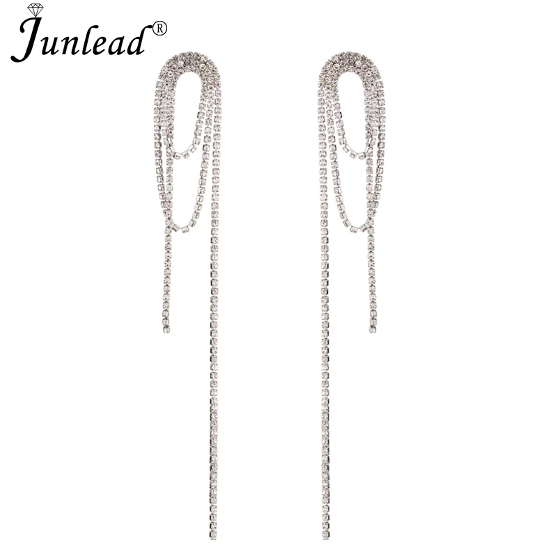 Junlead модный дизайн ZA длинная Серебристая цепочка Висячие массивные серьги