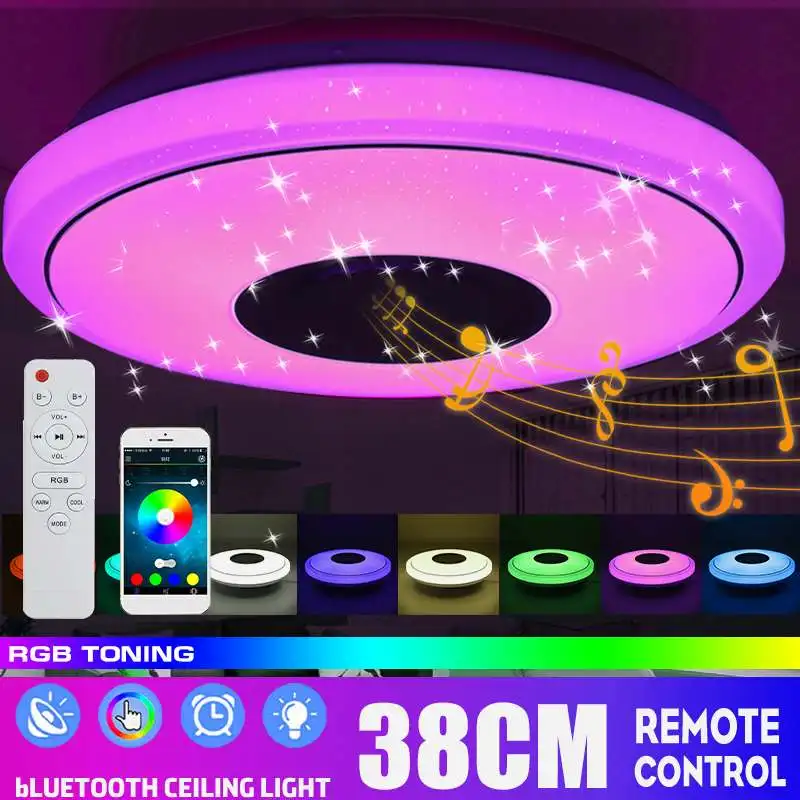 

300 Вт WiFi современный RGB Диммируемый музыкальный потолочный светильник с дистанционным управлением и управлением через приложение, потолочн...