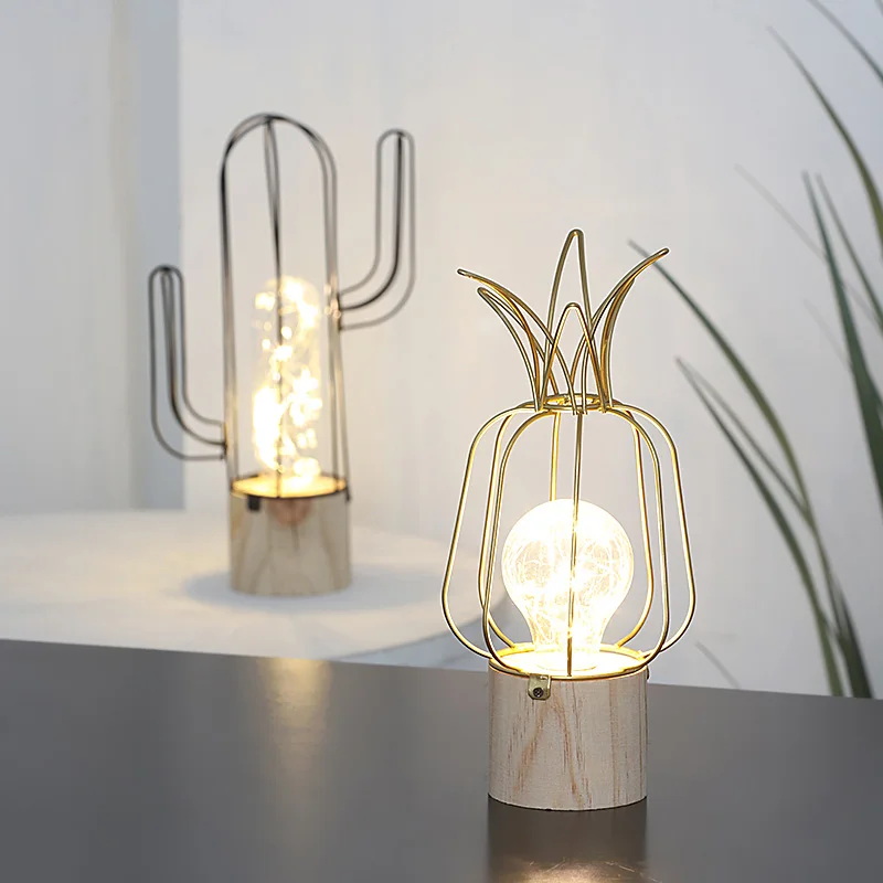 Инс стиль простой железный кактус ночник Украшение Фигурка ручной работы