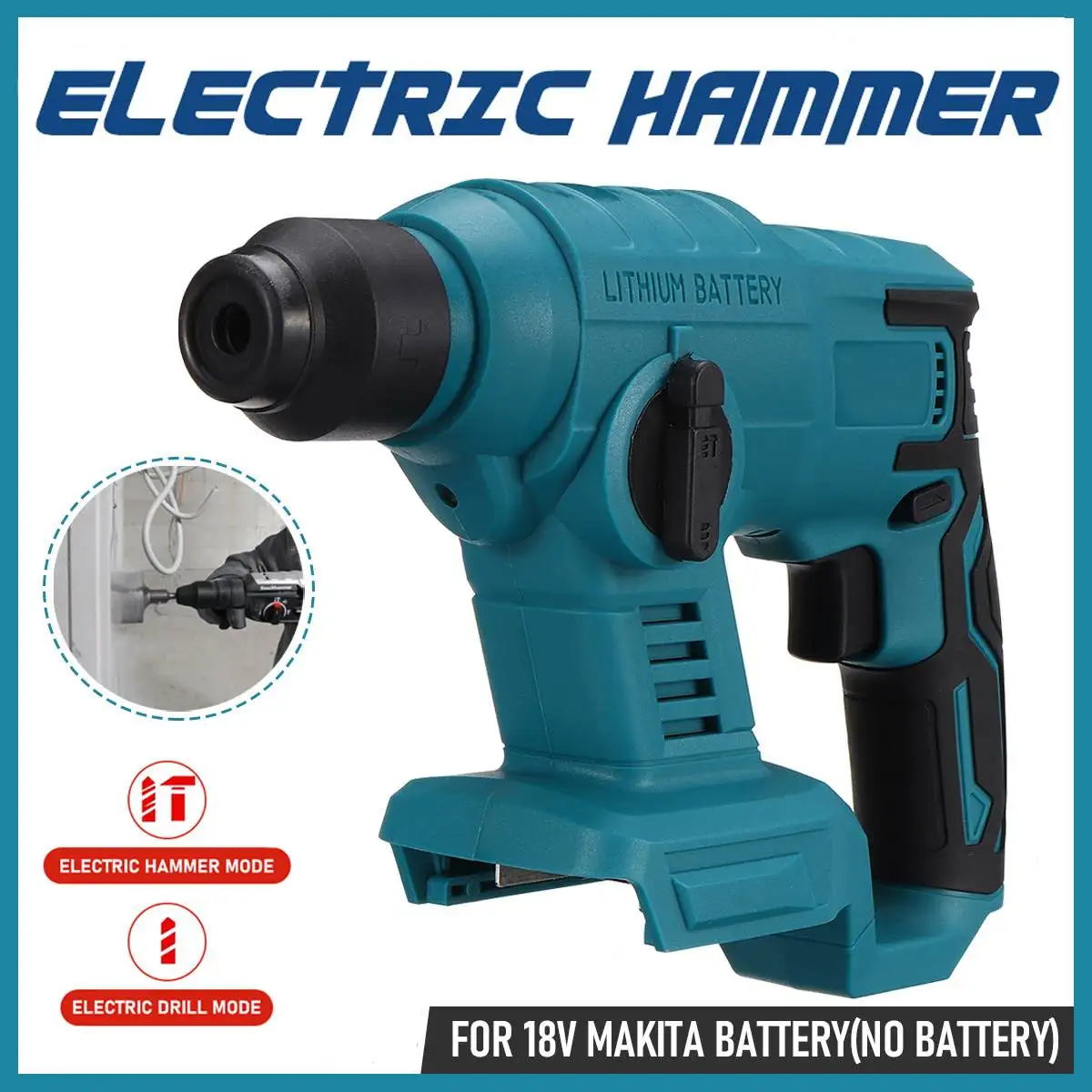 

Dillpro 26mm Multifunction Cordless Rotary Hammer Drill Rechargeable Electric Hammer Impact Drill for Makita 18V Battery