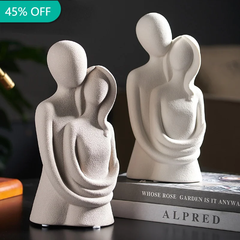 

Hugging Couple Ceramic Sculpture,Passionate Love Statue Romantic Orament Figurine Home Office Bookshelf Desktop Decorations