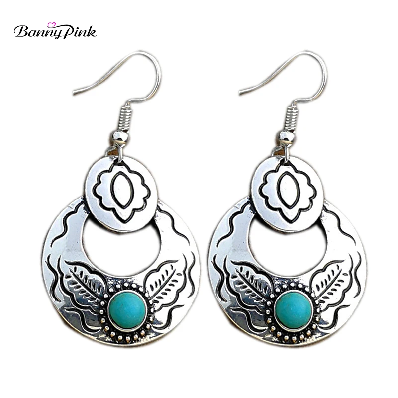 Розовые цыганские резные висячие серьги Banny с цветочным узором для женщин