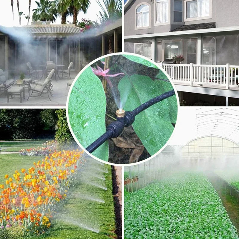 

Newest Outdoor Mist Tee Nozzle Water Misting Mister Nozzle Misting Nozzles Kit with Thread 10/24 UNC Tees 20Pcs and 0.4mm Orific