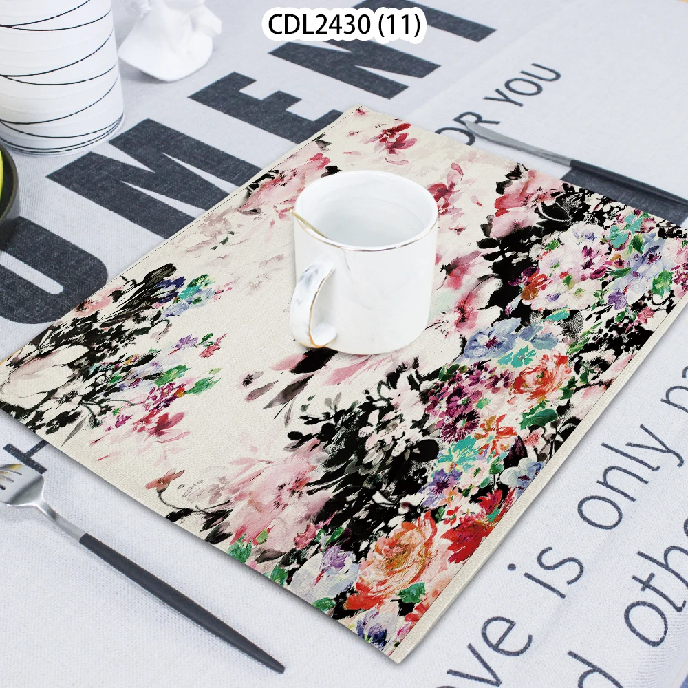 

1 Piece Of Plant Pattern Floral Printed Napkin Cloth Home Decoration Table Mat Cloth Tea Towel Coaster 42*32 Servilletas Tela