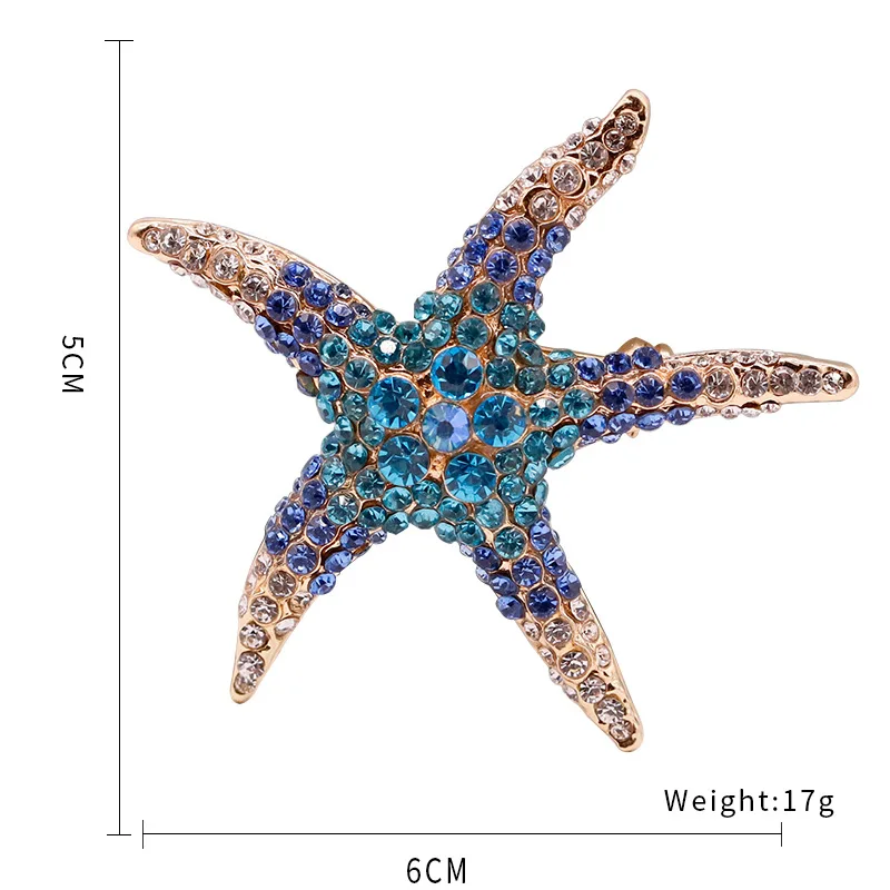 Стразы морская звезда брошь синий розовый белый животное броши женская на