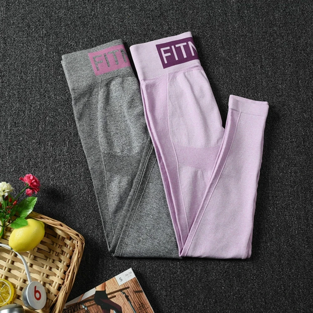 

QMEEGYM Seamless sports yoga pants Women High Waist Stitching Hollow Sport Pants Female Running Training Fitness Gym Leggings