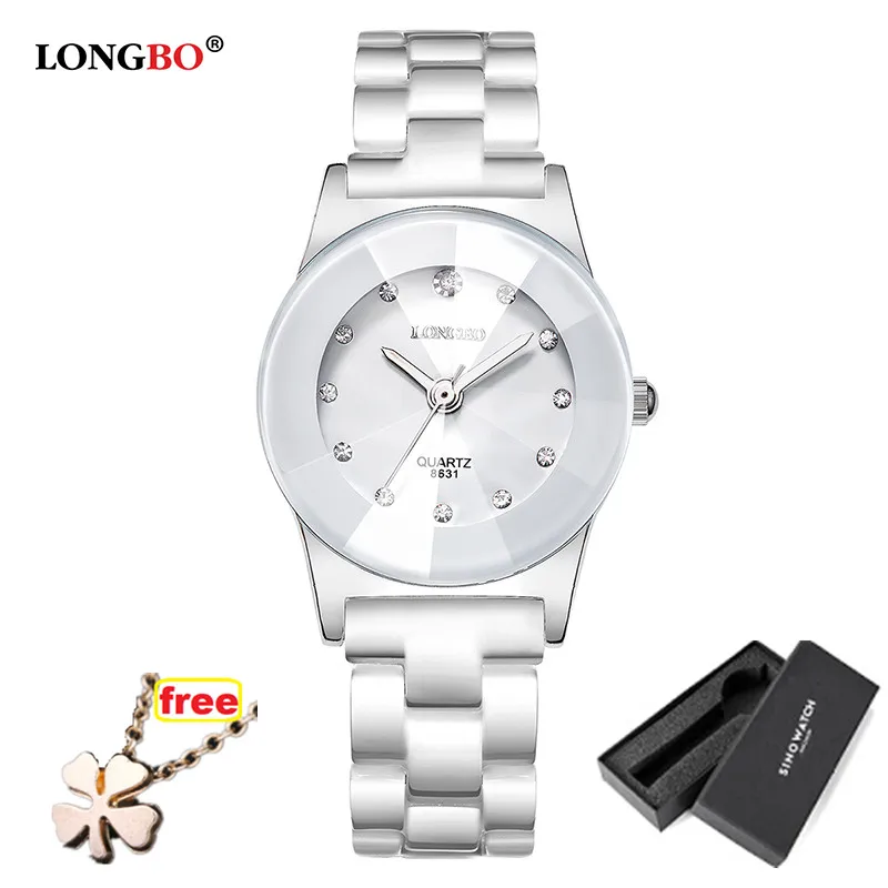 SMALL WHITE -box Брендовые часы LONGBO, женские модные часы,, белая керамика, бриллиант, водонепроницаемые, желе, кварцевые наручные часы, relogio feminino 8631 - Цвет: SMALL WHITE -box