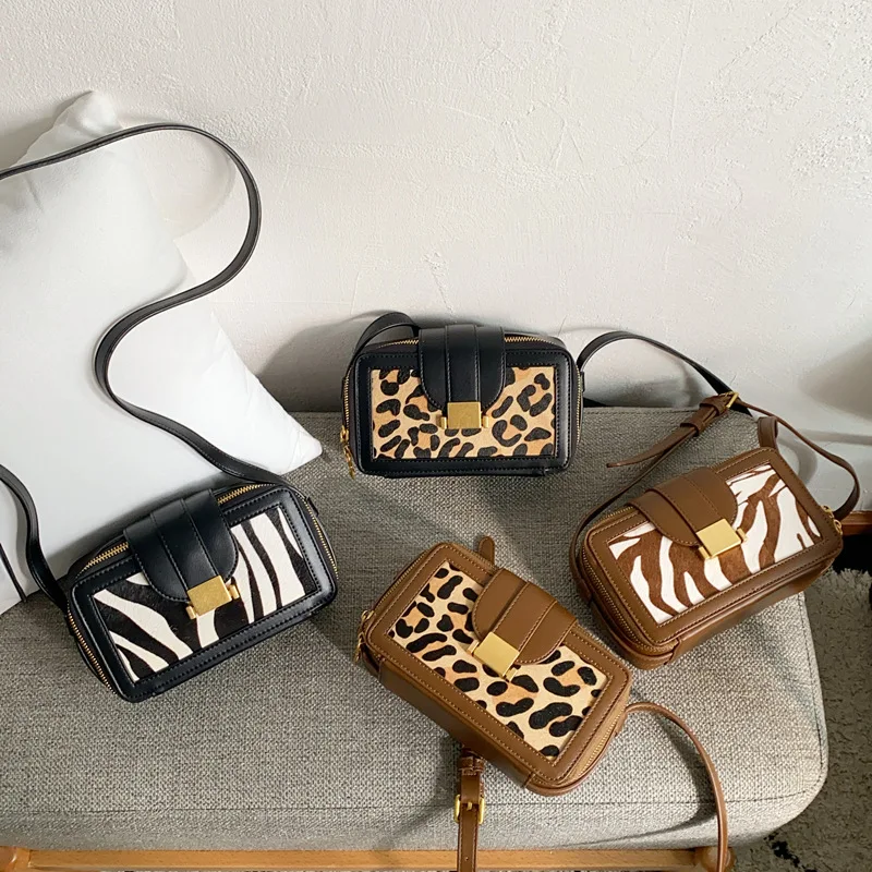 2020 зимняя горячая Распродажа конского волоса сумки с леопардовым принтом Камера
