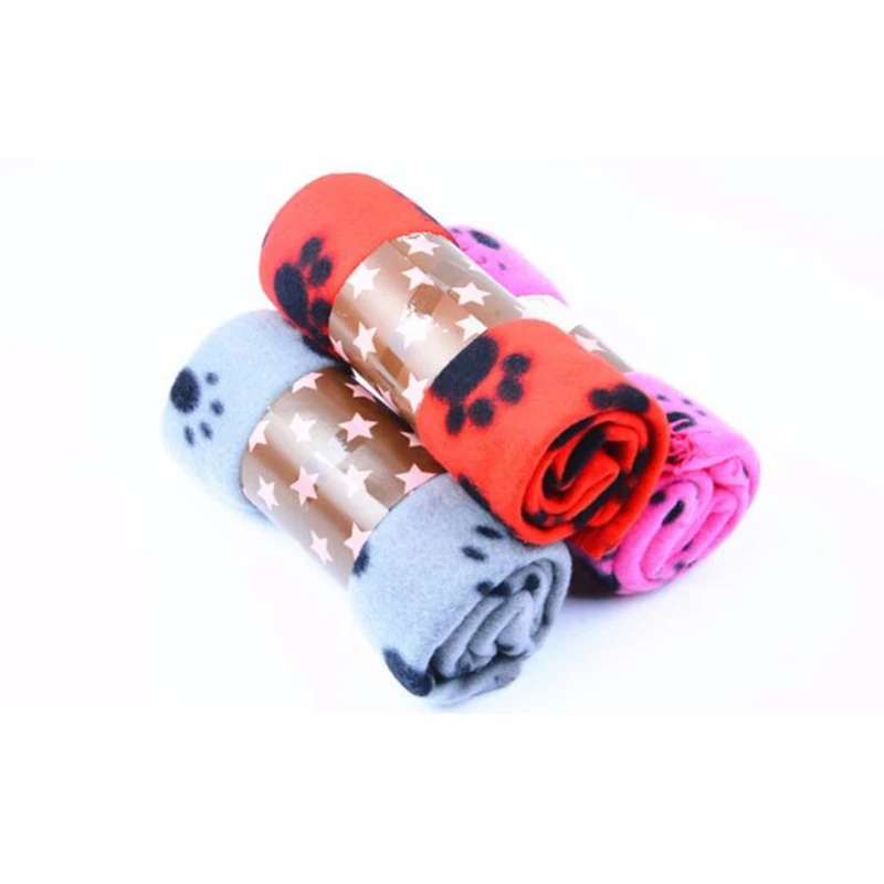 Фланелевый милый лежак с принтом лап для щенков мягкое одеяло маленьких собак