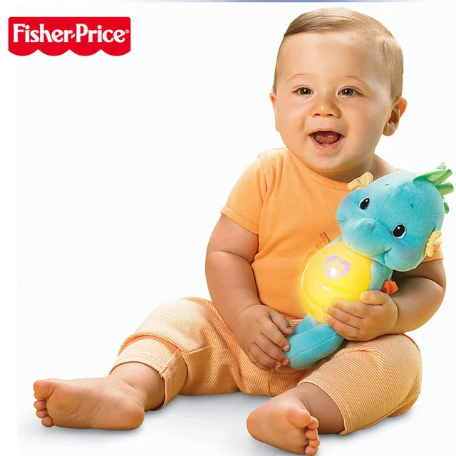 Оригинальные музыкальные детские игрушки Fisher Price, от 0 до 12 месяцев, морской конек, Обучающие игрушки, гиппокамп, плюшевая кукла peluche - Цвет: DGH82