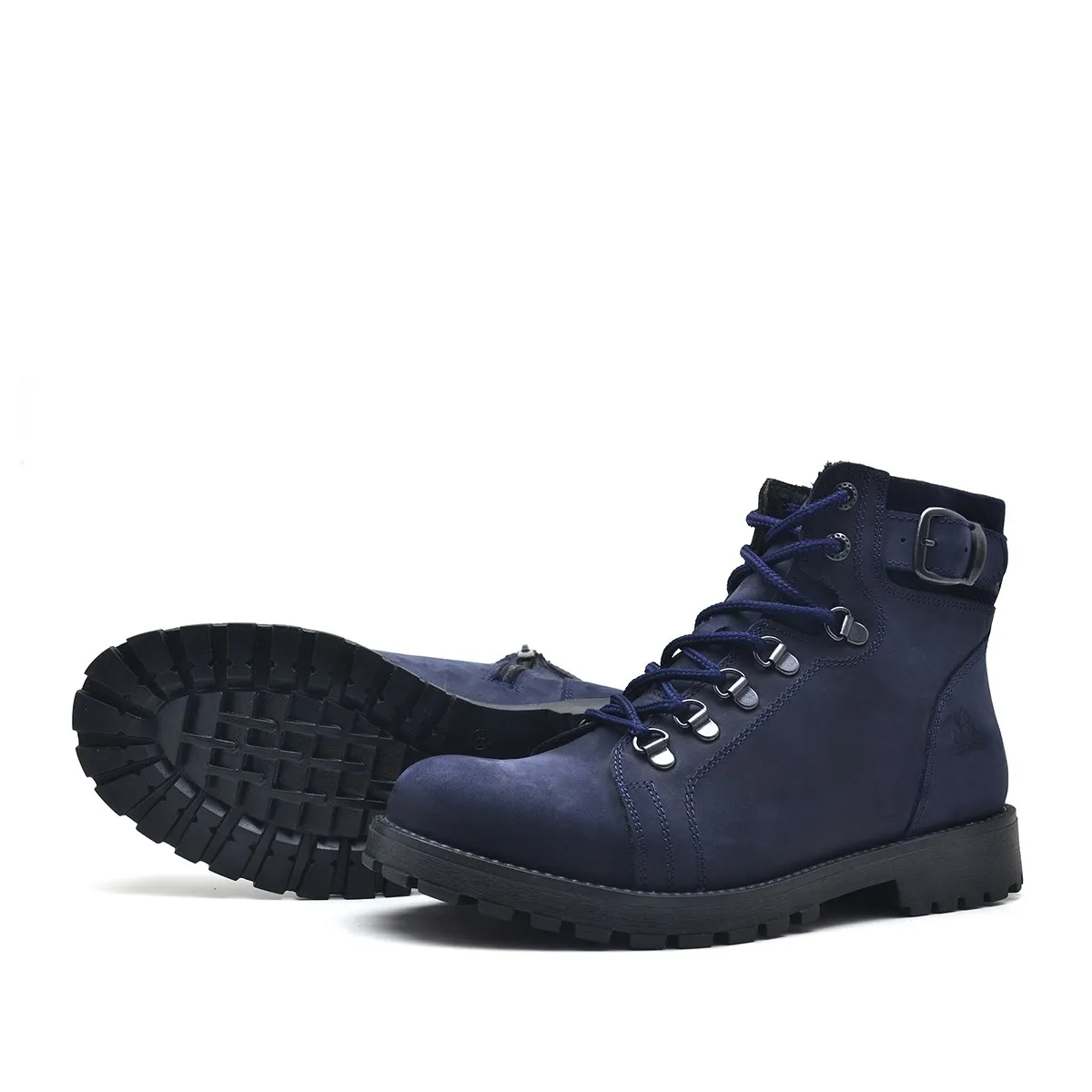 

Rakerplus Griffon Genuine Leather Navy Blue Zipper Boots
