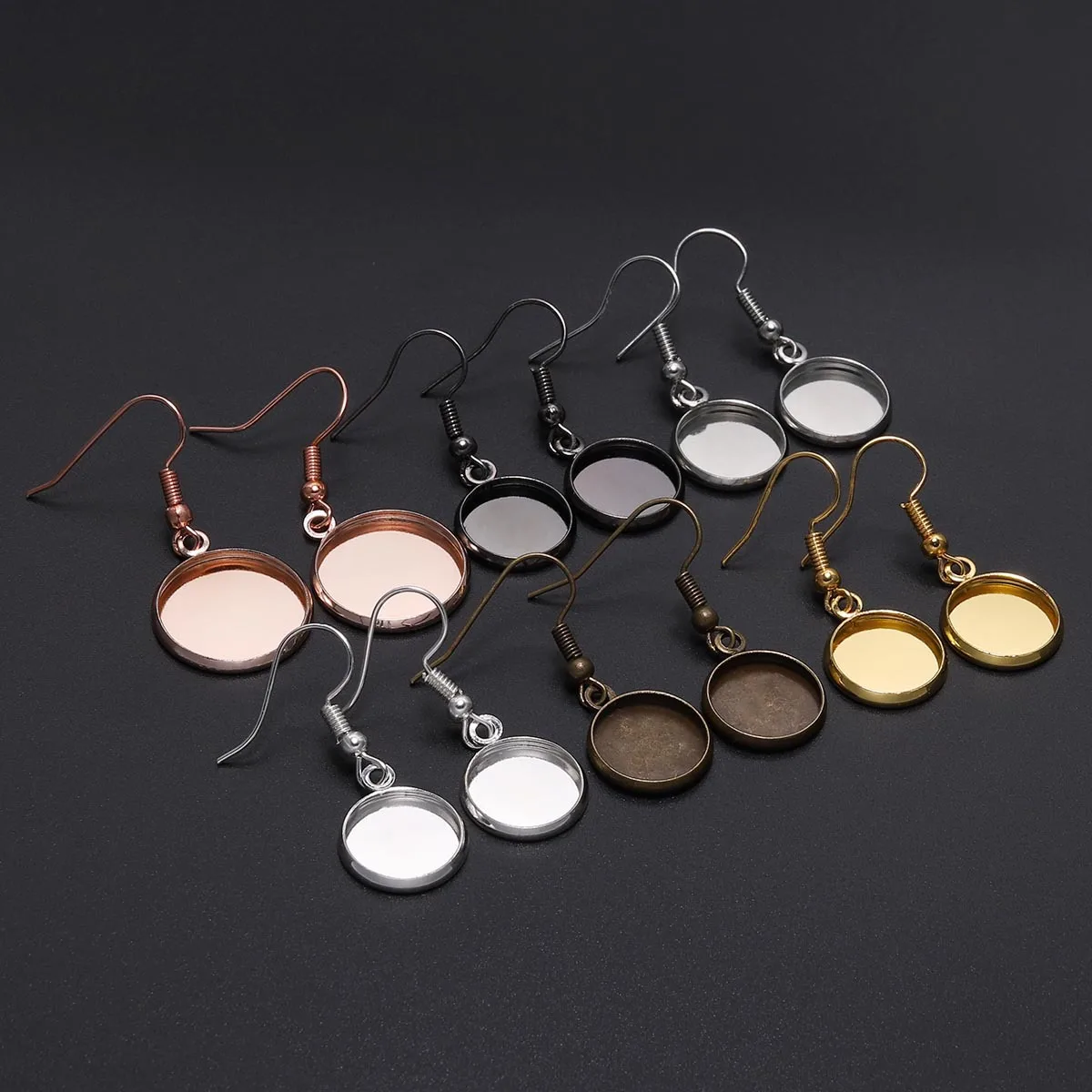 

20pcs 10-25mm Tray Bezel Cabochon Earring Hook Blank Setting Round Pendant Ear Base Findings For DIY Glass Cameo Jewelry Making