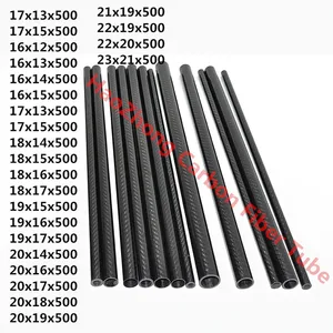 Трубка из углеродного волокна 3k 17 мм 18 мм 19 мм 20 мм 21 мм 22 мм 23 мм, рулонная обернутая трубавал с длиной 500 мм светильник легкий вес, высокая прочность