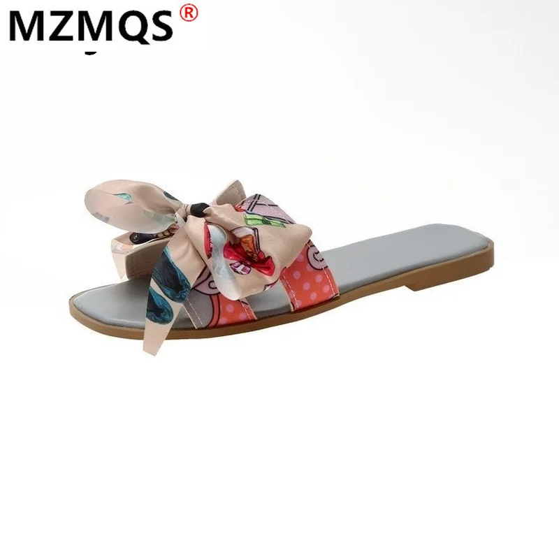 

2021 Summer New Women's Shoes Fashion Bow-knot Comfortable Sandals Shoes for Woman Outdoor Beach Open Toe Light Women Slippers