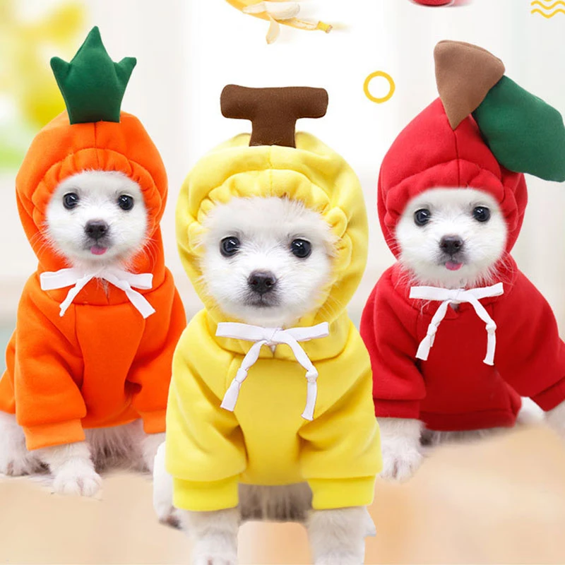 2021 Милая теплая одежда для собак с фруктами Толстовка Пуловер домашних животных