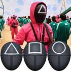 Пластиковая маска для косплея игра кальмар треугольник Квадратный Круг красный капюшон мужской головной убор реквизит для костюма босса