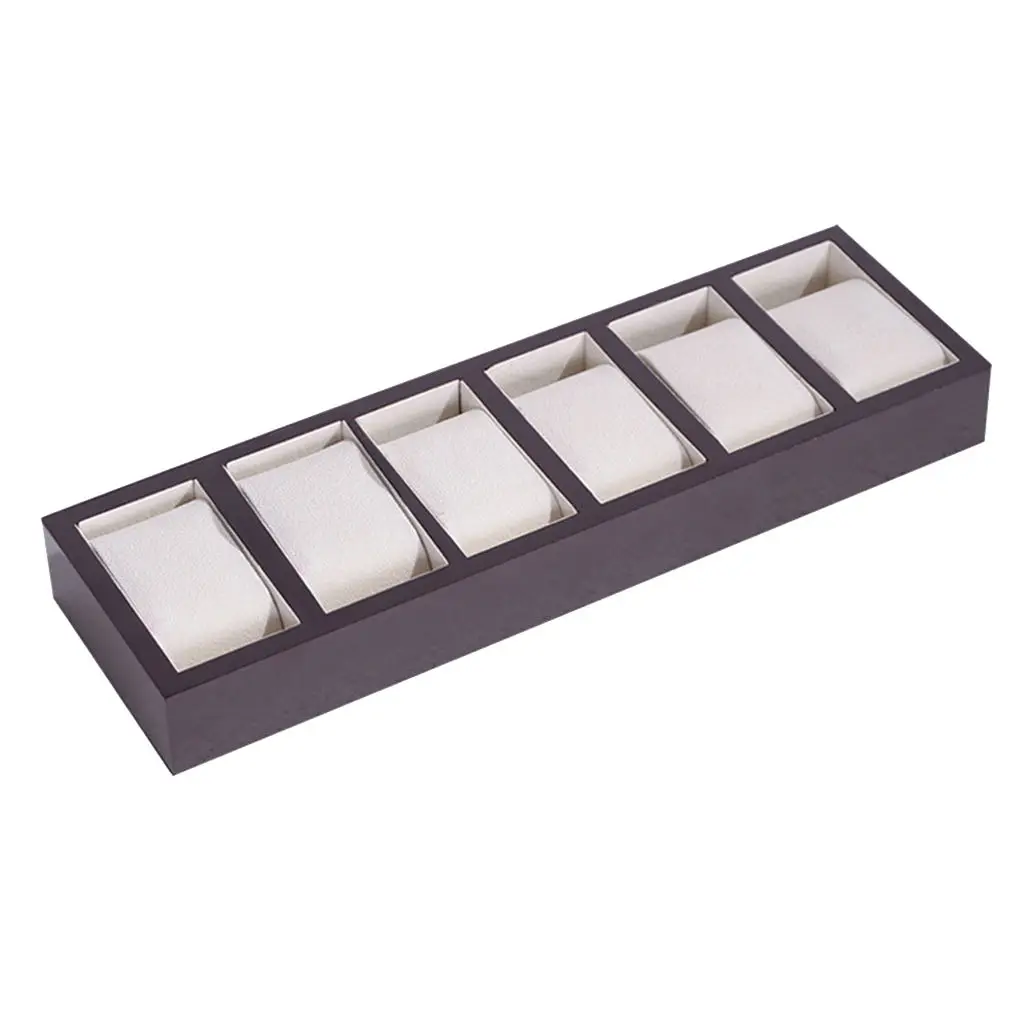

Wood 6 Slots Watch Box Bangle Velvet Removable Tray Gift Box for Jewelry Display