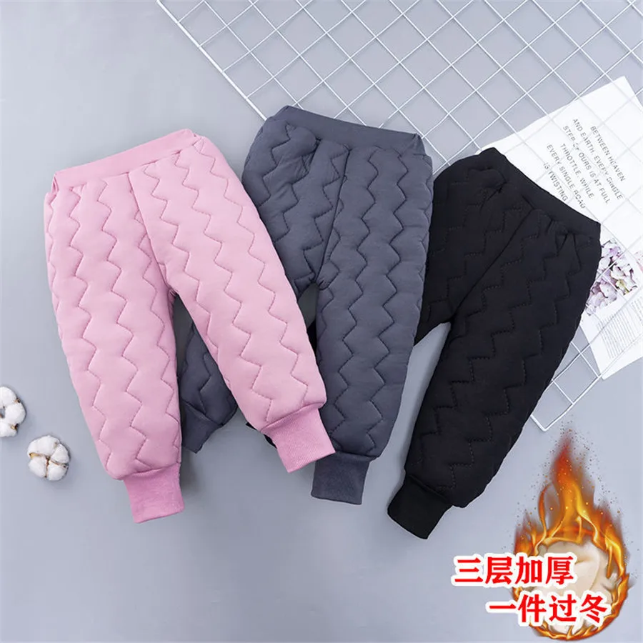 

Outer Wear Children Cotton Pants Baby Boys Girls Warm Pants Deep Winter Wear Pants Plush Thickened Cotton Pants Kids Trousers