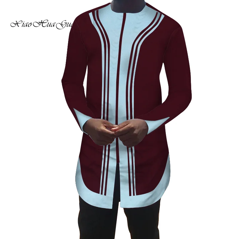 Африканская мужская одежда Dashiki Bazin Riche Ankara повседневные офисные рубашки с длинными рукавами рубашка в африканском стиле Wyn522 - Цвет: 5