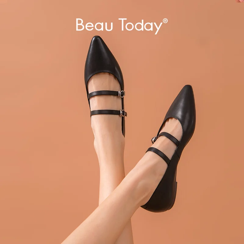 Женские балетки на плоской подошве BeauToday элегантные из натуральной телячьей кожи