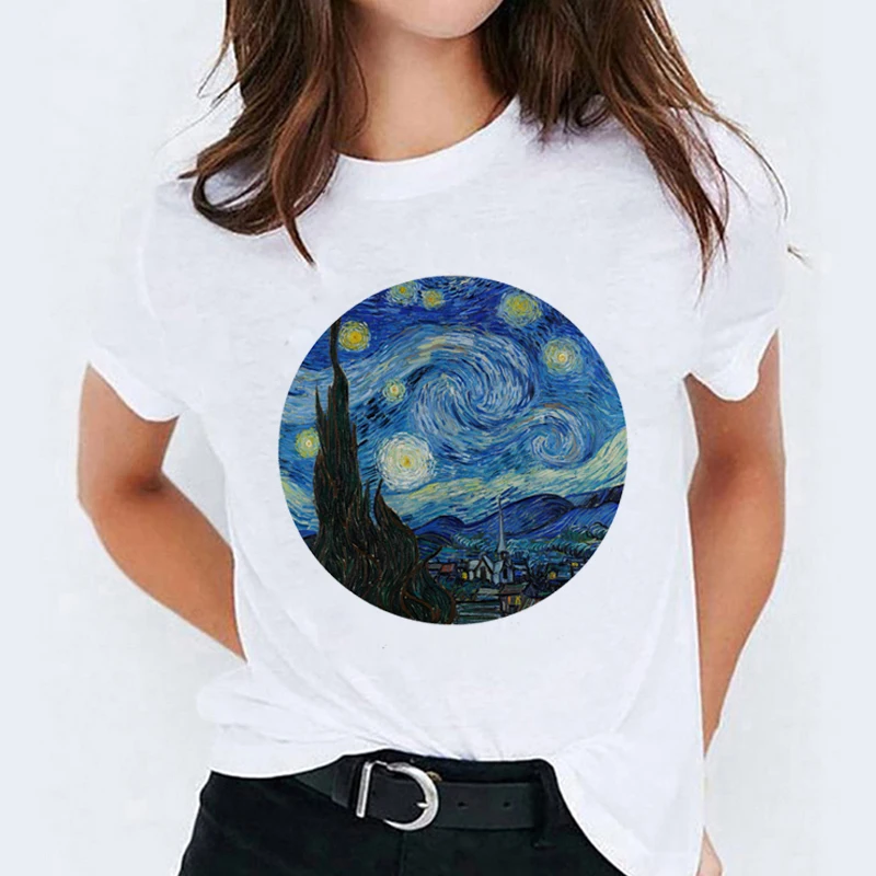 Женская футболка с коротким рукавом изображением Луны и ночи женская