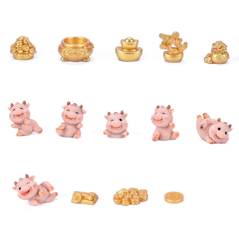 Маленькая Статуэтка милого золотого быка 1 шт. маленькая фигурка ремесла