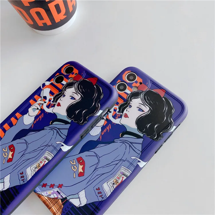 kawaii japanese anime illustration girl phone case for iphone 11 pro max xr x xs max 7 8 puls se 2020 cases soft silicone cover free global shipping