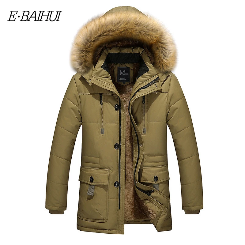 

E-BAIHUI winter coats mens 100% cotton thicken Parkas Masculino Jackets Hooded Jacket men's Parkas Coat warm outwear male J005