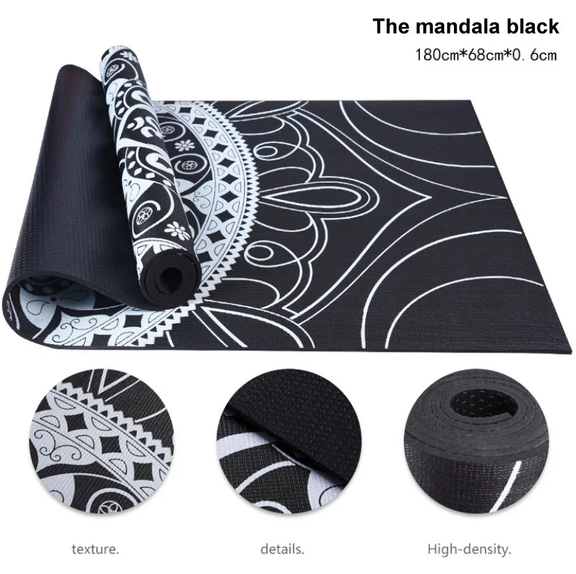 

Yoga mat high-density black mat 6mm non-slip wear-resistant thickening lengthened ultra-dense fitness pvc mat