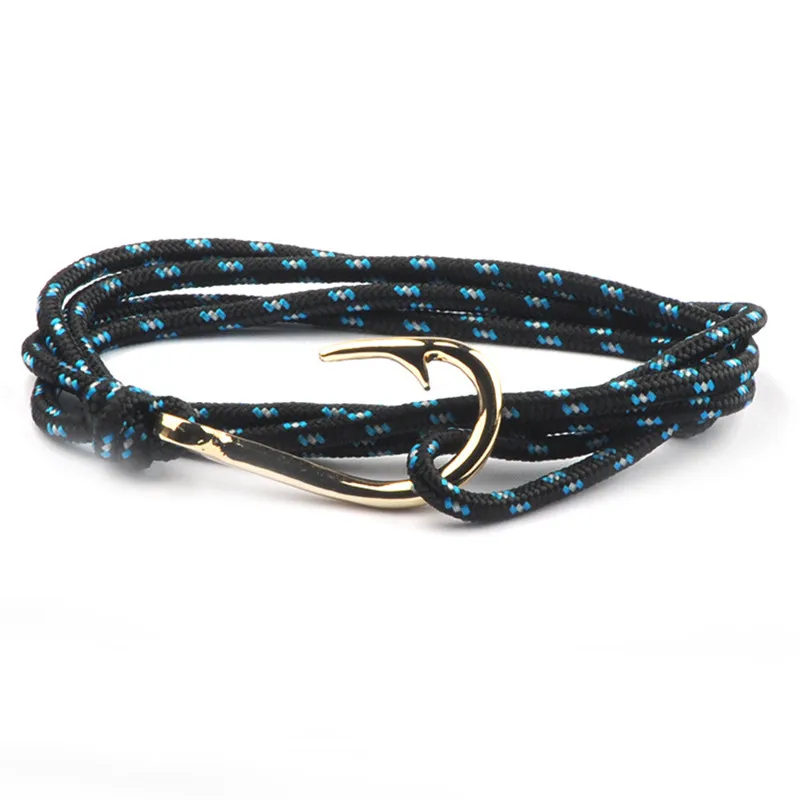 Плетеный браслет ручной работы новинка 2019 Модный золотой рыболовный крючок