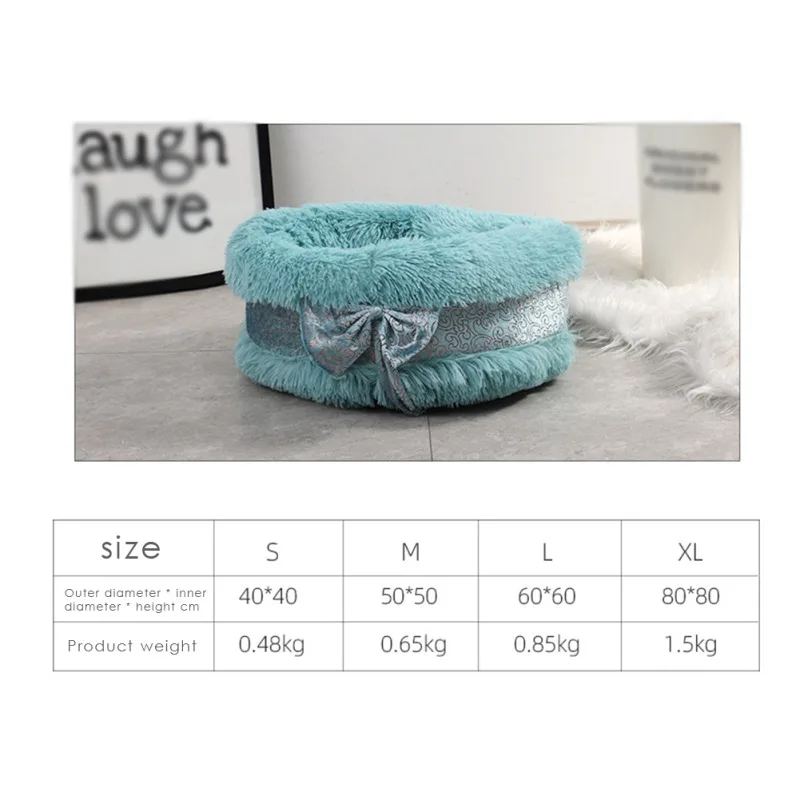 

Sleep Luxury Soft Plush Dog Bed Round Shape Sleeping Bag Kennel Cat Puppy Sofa Bed Pet House Winter Warm Beds Cushion Cat Bed