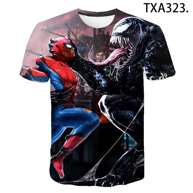 Футболка детская летняя с 3D принтом спайдера рисунком аниме для девочек и