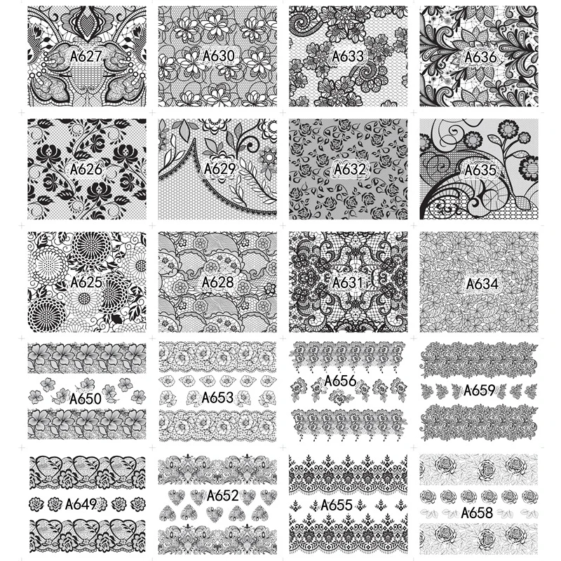 12 шт./компл. черные белые кружева блестящие искусственные бриллианты