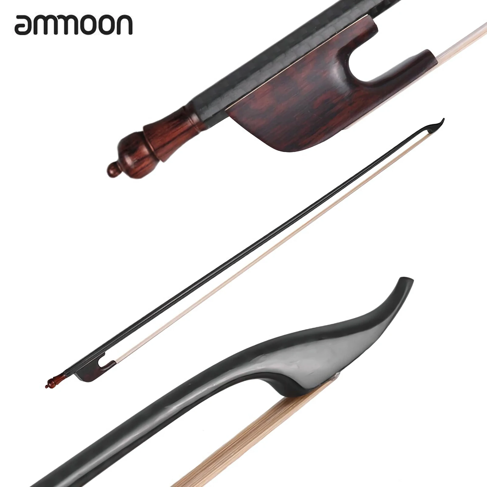 

Ammoon лук для скрипки в барочном стиле 4/4, скрипка, лук из углеродного волокна, круглая палка, кончик из змеиного дерева, белый конский волос, хо...